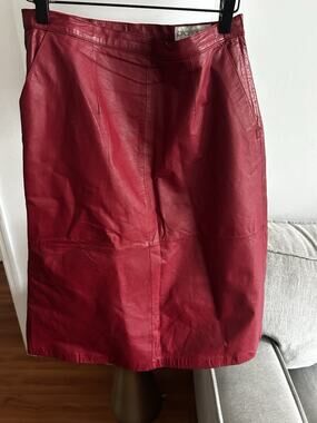 Pia Rucci Red Leather Pencil Straight Skirt Sz 14